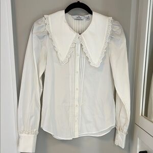 White Blouse with Wide Eyelet Collar - & Other Stories - Size 2